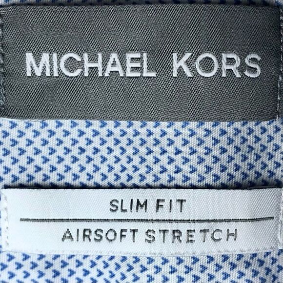 Michael Kors Airsoft Stretch Non Iron Dress Shirt in White/Blue Men’s M Slim Fit - Picture 4 of 6